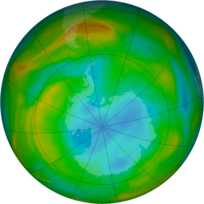Antarctic ozone map for 29 July 1983